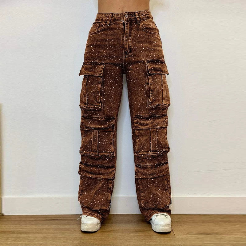 rhinestone cargo jeans
