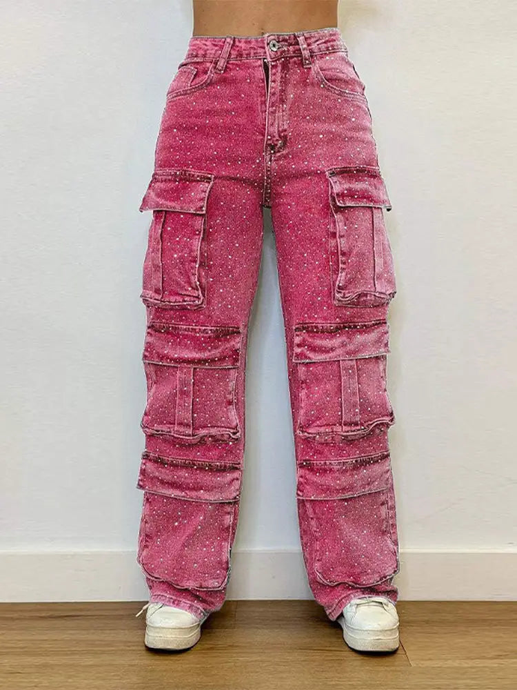 rhinestone cargo jeans
