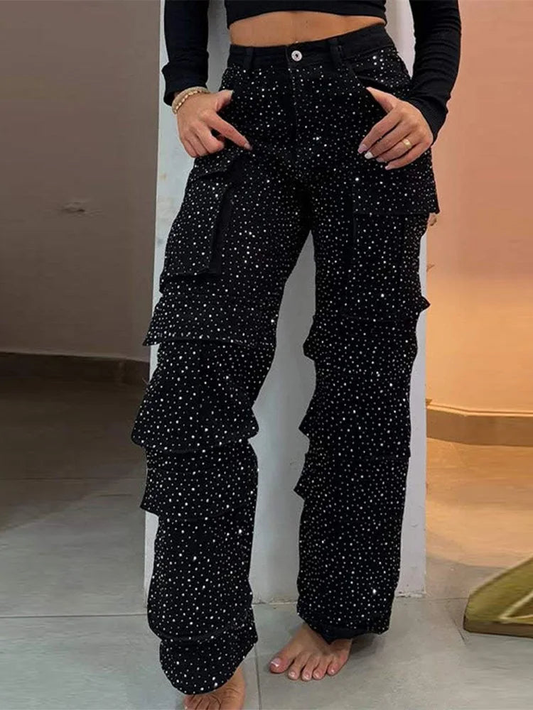 rhinestone cargo jeans