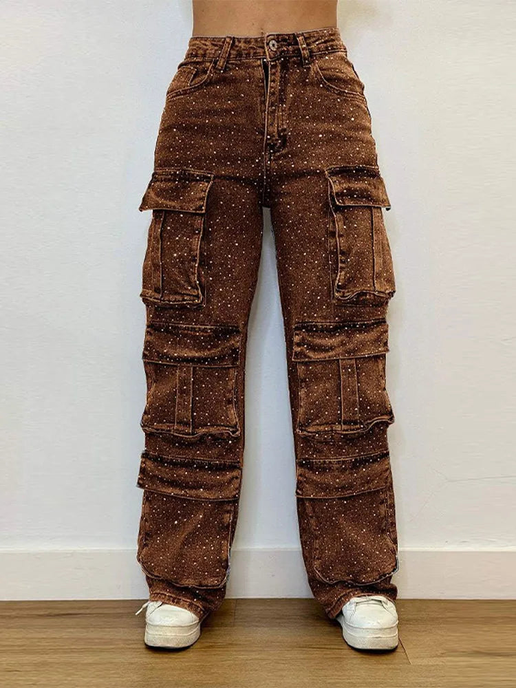 rhinestone cargo jeans