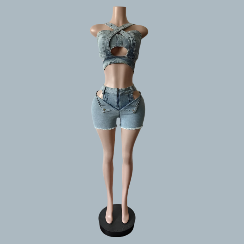 Cutout Denim Set