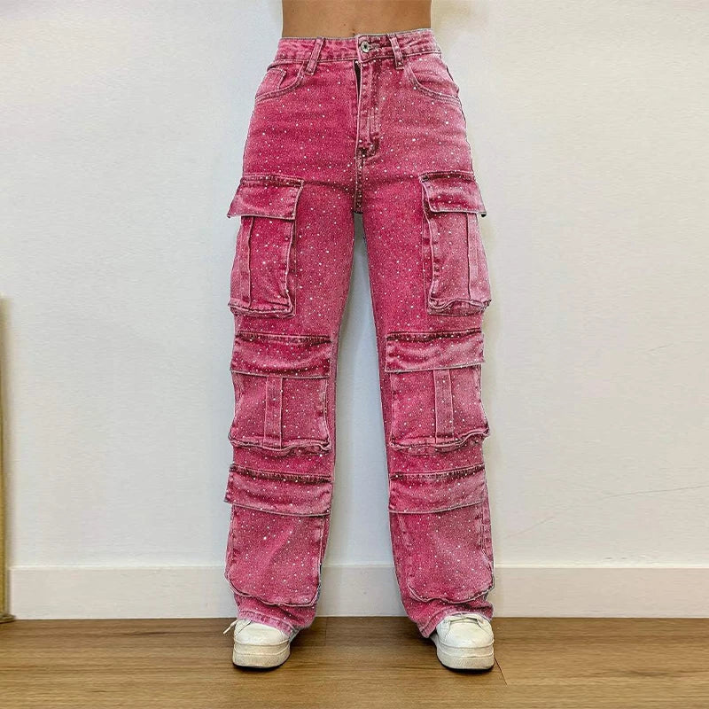 rhinestone cargo jeans