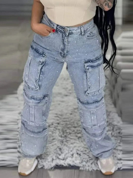 rhinestone cargo jeans