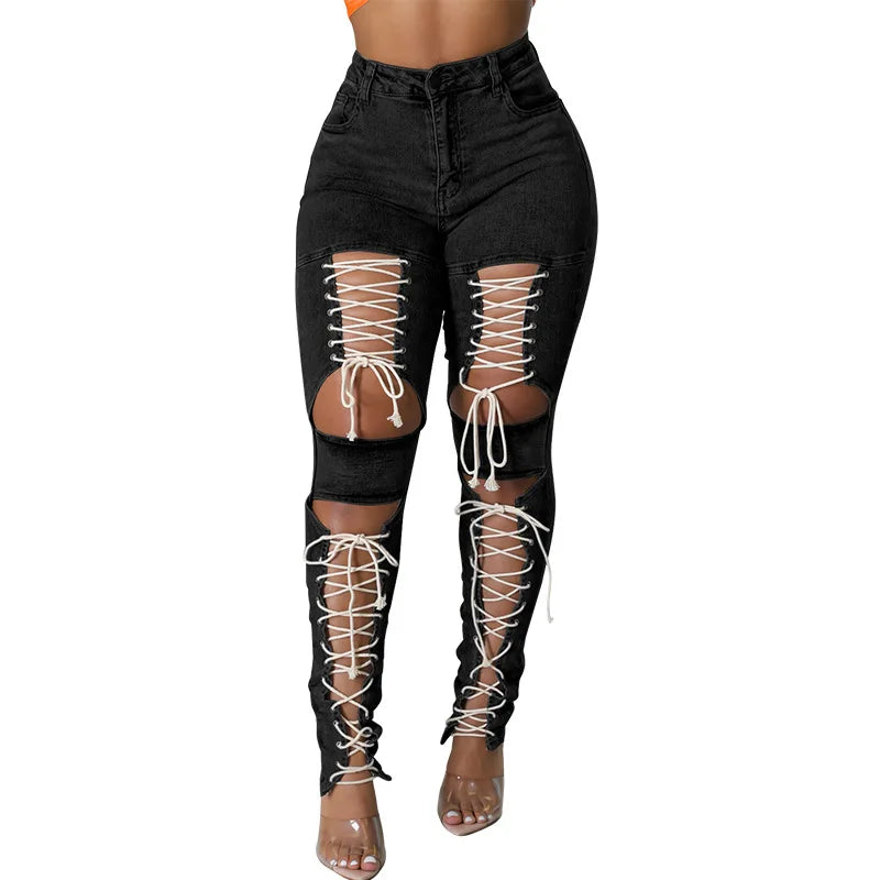 lace up skinny jeans
