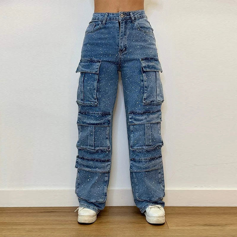 rhinestone cargo jeans