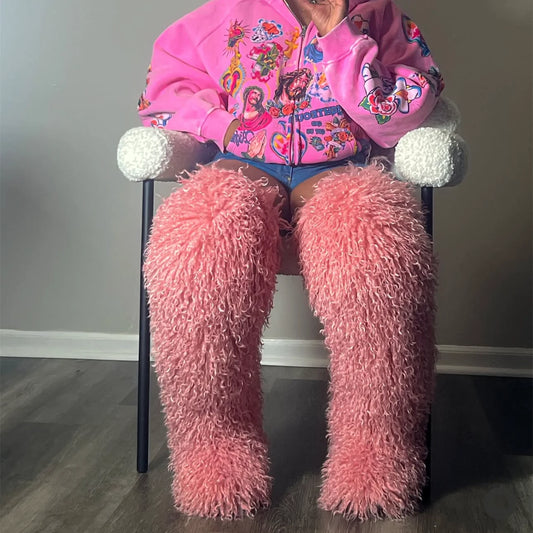 Mongolian Thigh Highs Fur Boots