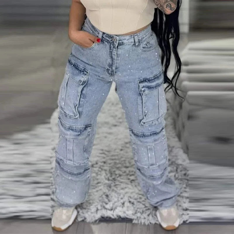 rhinestone cargo jeans