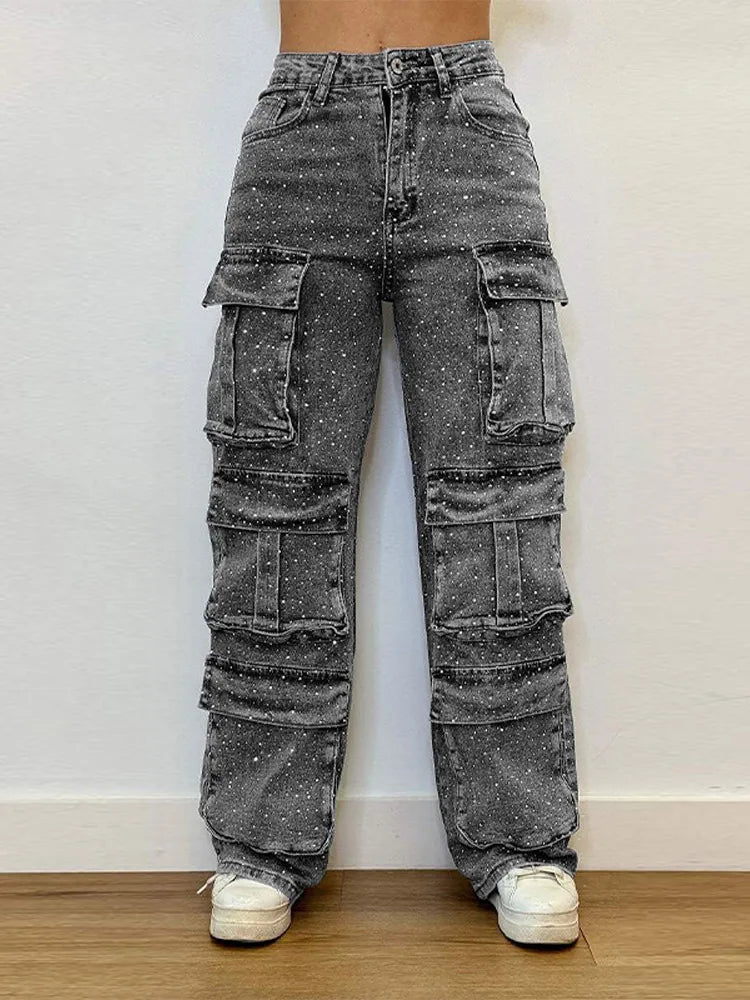 rhinestone cargo jeans