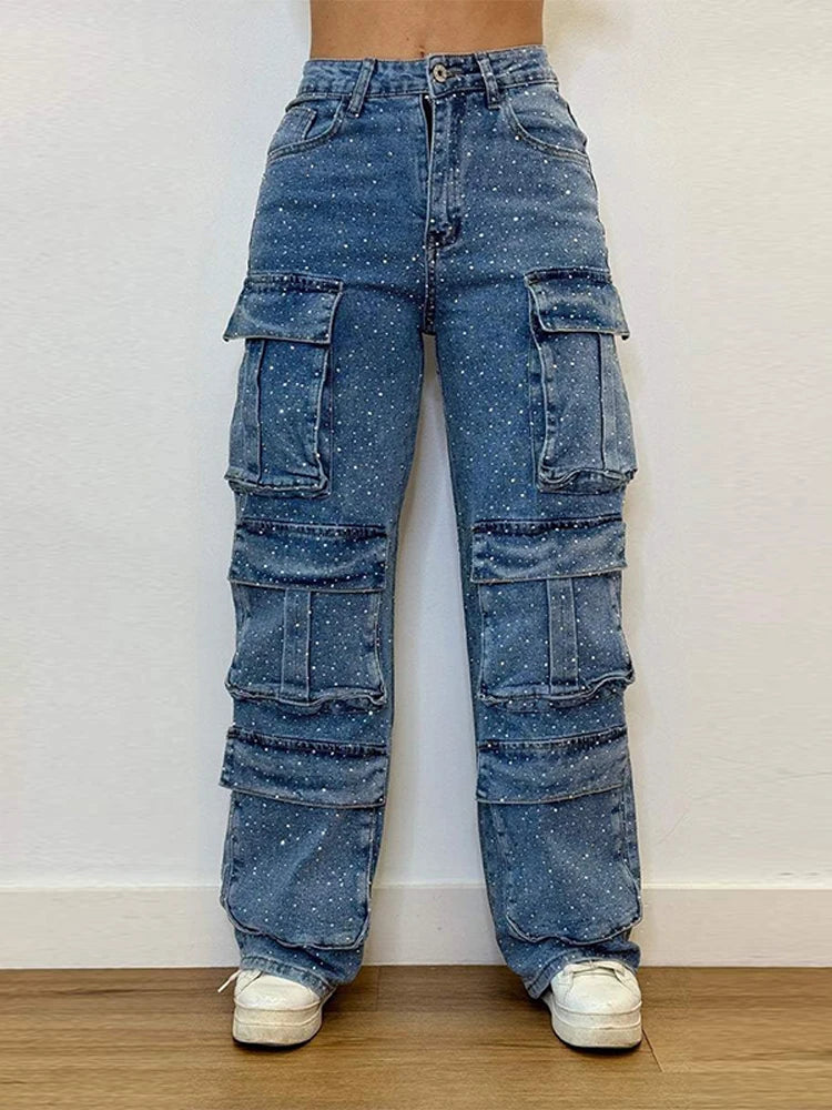 rhinestone cargo jeans