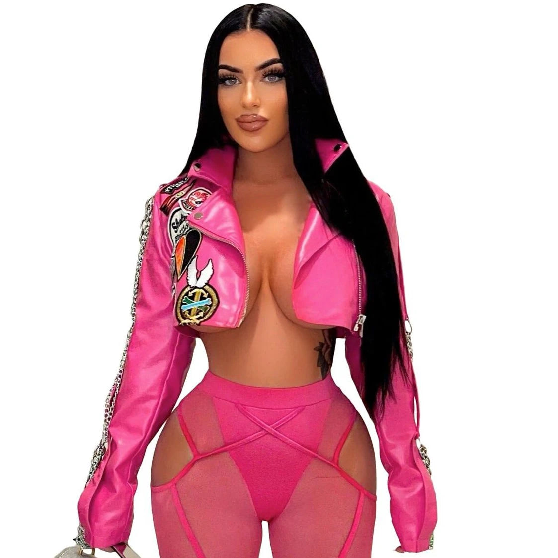Rose Pink Leather Jacket