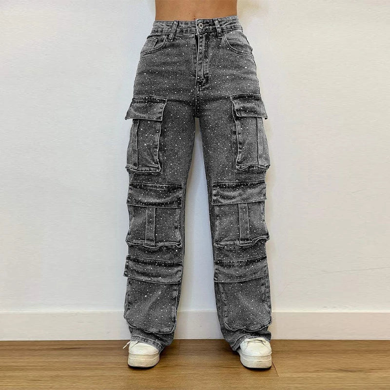 rhinestone cargo jeans