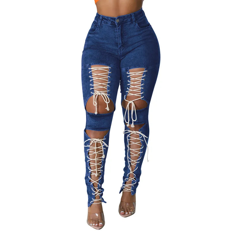 lace up skinny jeans