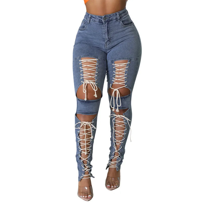 lace up skinny jeans